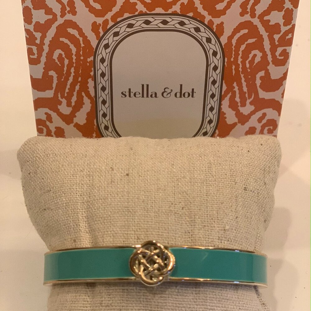 Stella & Dot Lindsay Silver & Turquoise Enamel Bangle Bracelet
